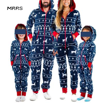 China Anti-pilling Custom MRRS Logo Blue Ugly Fleece Christmas Family Pajamas Set for sale