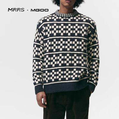 China MRRS Anti-wrinkle Customized ODM Long Sleeve Round Neck Rib Trim Sweater For Men for sale