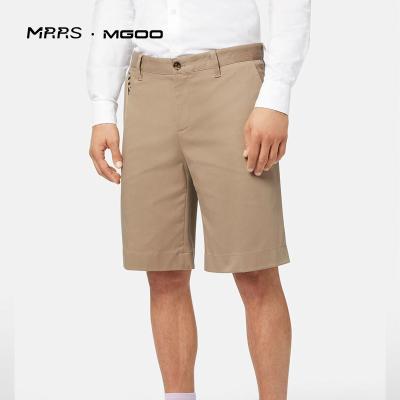 China MRRS MGOO Anti-Wrinkle Custom Knee Length Casual Shorts For Men Solid Cotton Checked Shorts Elastic Waist for sale