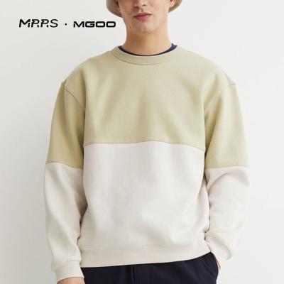 China Anti-wrinkle men's loose hoodies and sweatshirt 400gr color block design sweatshirt for sale