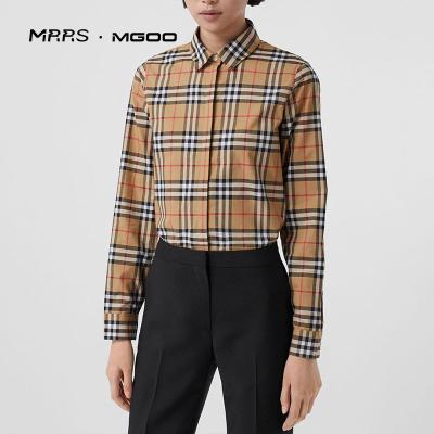 China MRRS MGOO Plaid Shirts Women Anti-pilling Tops And Blouses Long Sleeve Oversized Cotton Ladies Casual Loose Check Shirt Female Custom for sale