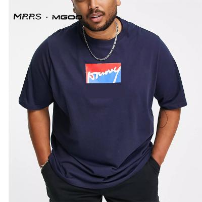 China Anti-Wrinkle MRRS MGOO Logo Navy Crew Neck Custom Sublimation Logo Print in Pink Print Plus Size Organic Cotton Men's T-Shirt Tee for sale