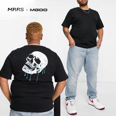 China Custom Print Anti-Wrinkle MRRS MGOO Skull Logo Black Crew Neck Back Plus Size Organic Cotton Men T-Shirt for sale