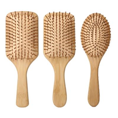 China Custom Logo Paddle Anti Static Square Scalp Massage Paddle Detangling Bamboo Hair Brush for sale