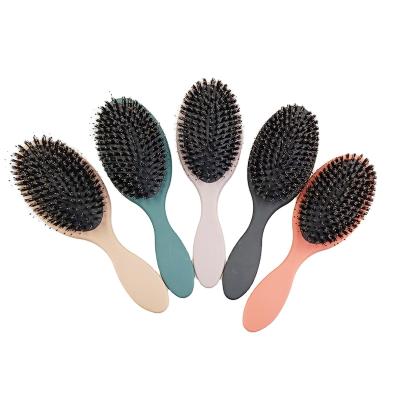 China Top Selling Black Plastic Cushion Boar Bristle Pink Hair Brush Paddle Hair Brush Customized Plastic Wholesale for sale