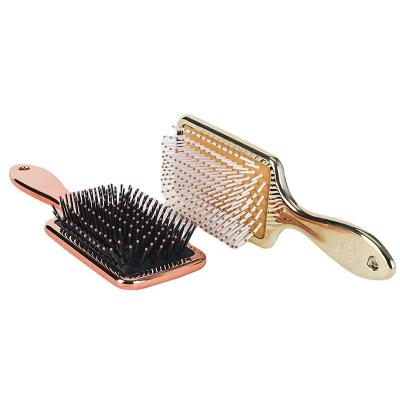 China Cushion OEM Electroplating Gold Rose Luxury Air Cushion Paddle Hair Brush Comb for sale