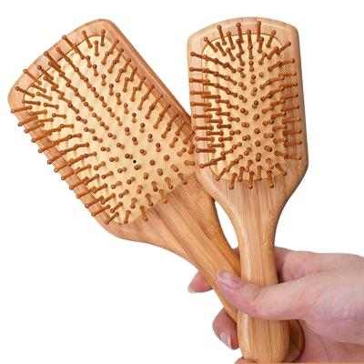 China Wholesale Natural Bamboo Wooden Hair Paddle Massager Paddle Massage Wooden Hair Brushes for sale