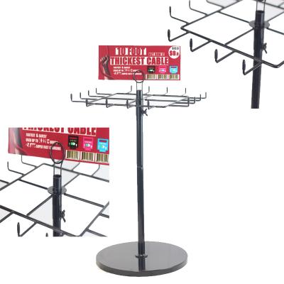 China Custom Metal Display Rack Mobile Phone Charger Display Holder Shop Fittings Rotating High Quality Display Stand Cable for sale