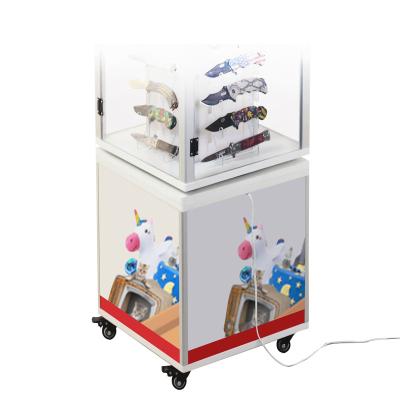 China Shops Shape 360 ​​Degree Rotating Custom Logo Acrylic Sneaker Box With Light Clear Acrylic Shoe Box With Light for sale