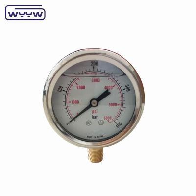 China New Arrival Brass Internals Parts 0-400bar Hydraulic Pressure Gauge SS Case And Test 0-6000psi For Sale for sale