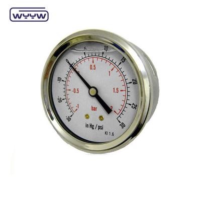 China Steel Case with Connection Bourdon Tubes Brass Mechanical Air Pressure Gauge for Media Gauge Vacuum Gas and Liquid Pressure Gauge for sale