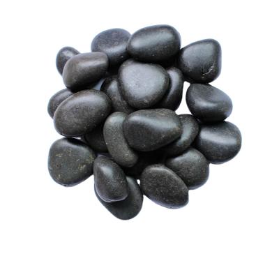 China Modern polished black pebbles for garden landscaping for sale