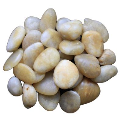 China Modern Polished Cleaning White Snow Pebble Stone Tumbled Rocks Cobble For Landscaping And Garden Stone for sale