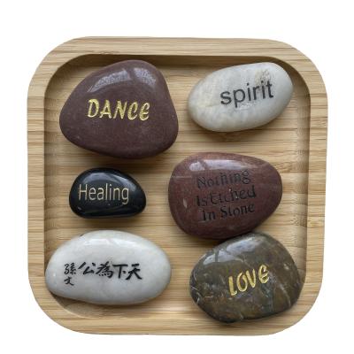 China Modern Gift Pebble Craved Stone With Words for sale