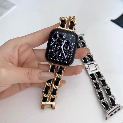 China Stainless Steel Metal Watch Bands Luxury Diamond Bracelet Band 40mm For Apple Watch 44mm Chain Bracelet for sale