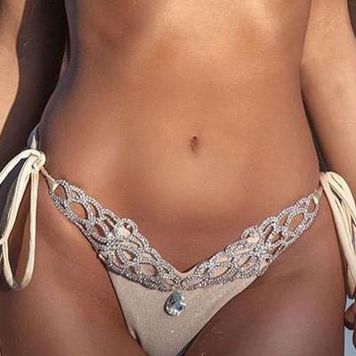 China Hiphop Fashion Rhinestone Panties Bikini Body Chain Queen Nightclub Queen Thong for sale