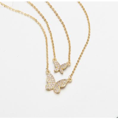 China New Fashion Double Layer Butterfly Necklace All-match Clavicle Chain Female Necklace for sale