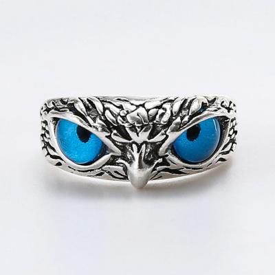 China Silver Eye Punk Owl Ring For Women and Men Retro Ring Statement Ring Jewelry Gift Adjustable Open Animal for sale