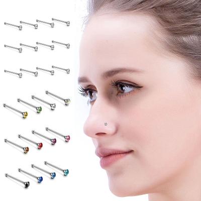 China CLASSIC 60 Pieces / Set Stainless Steel L Shape Nose Stud 20G Pack Crystal Straight Nose Stud Ring Set Nose Stud Lot Piercing Nariz Pin for sale