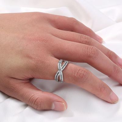 China Newest Cool Romantic Two Tone X Shape Cross Ring For Women Wedding Large Modern Trendy Jewelry Rings for sale