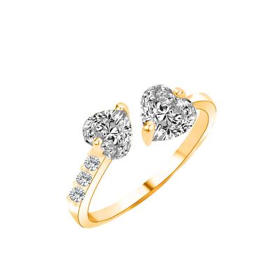 China Romantic Fashion Crystal Heart Shaped Wedding Rings Adjustable Women's Engagement Rings for sale