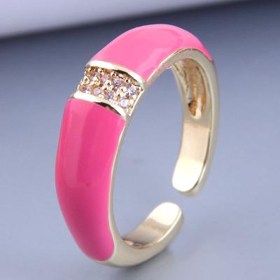 China Women Punk Rings VCU Oil Opening Blue Black White Blue Drip Open Ring With Small Zircon Handsome Anillos for sale