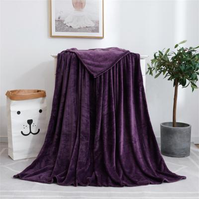 China 10 MOQ Anti-static Quick Soft Purple Printing Thick Fleece Throw Blanket For Sofa Chair Bed Office for sale