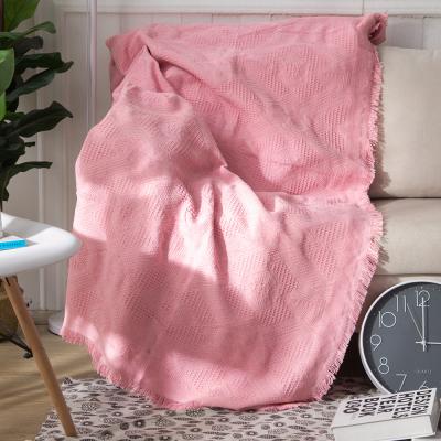 China Raincoat Accept Custom Classic Pink Geometry Tassel Cotton Hand & Woven Cover For Couch for sale