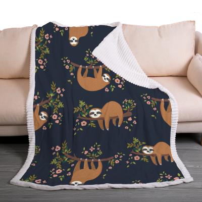 China Best Selling Cute Couch PASSIONATE Sofa Lightweight Traveling Throw Blanket New Size Fabric Sloth Printing Bed for sale