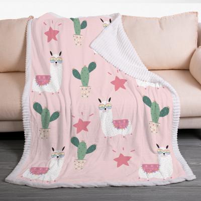 China China Factory HOT Alpaca Plush Pink Alpaca Plush Toy Wholesale Cute Digital Printed Custom Sherpa Blanket for sale