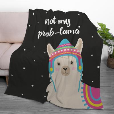 China Amazon Hot Selling High Quality Llama Anti-pilling Alpaca Printed Fluffy Flush Throw Blanket for sale