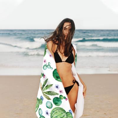 China Hot Selling Cactus Design Printing Kids Polyester Cotton Custom Travel Beach Towel QUICK DRY With Logo for sale