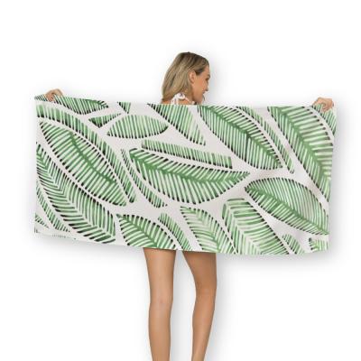 China Wholesale Custom Picture QUICK DRY Palm Leaf Printing Cheap Polyester Cotton Soft Bath Towel for sale