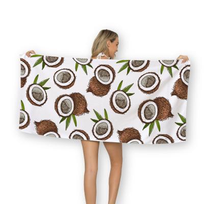 China QUICK DRY Amazon Hot Selling Tropical Style Coconut Print Polyester Cotton Beach Towels for sale