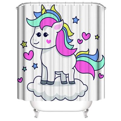 China Cartoon Unicorn Printing Items Durable High Quality Polyester Waterproof Shower Curtain for sale