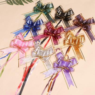 China 2022 Floral Pom Pom Pull Bow Organza Sweater Wholesale For Wedding Car Christmas Gift Wrapping Decoration 5cm 100 Pieces for sale