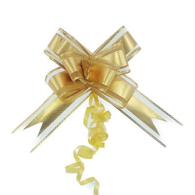 China Organza Metal Metallic Pull Bow Ribbon Butterfly Decoration Gift Wrapping Christmas Festivals Medium Size 3cm 200 Pieces for sale