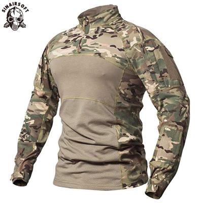 China SINAIRSOFT Men's Combat Shirt Tactical Military Breathable Cotton Casual Zipper Tees for sale