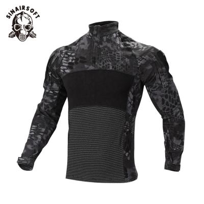 China Breathable Mens 1/4 Zip Tops Camouflage Army Long Sleeve Military T-Shirt Fit Suite Sports Training Workout for sale