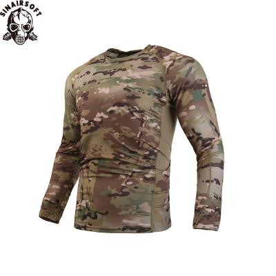 China QUICK DRY Multicam Moisture Absorption Quick-Dry Camouflage Military T-shirts Elasticity Increasing Hunting Military Trekking Shirts for sale