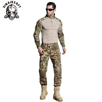 China Multicam Breathable Tactical Frog Clothes Combat Camouflage Suit Army Military Uniform With Knee Pad for sale