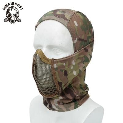 China breathable & Outdoor Balaclava Mesh Face Mask Camo Full Face Mask Tactical Steel Neck Scarf for sale