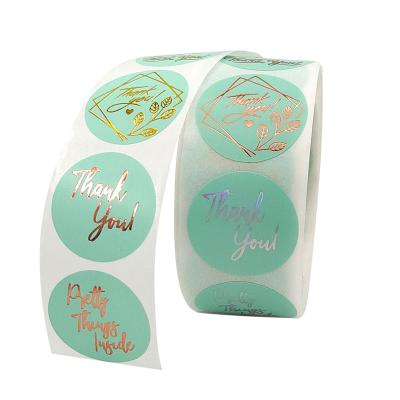 China Custom Waterproof Logo Label Sticker Waterproof Bottle Embossed Gold Foil Vinyl Paper Printing Packaging Round Thank You Adhesive Sticker for sale