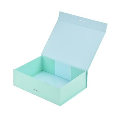 China Recycled Materials Custom Rigid Foldable Cardboard Folding Flat Fold Magnetic Packing Hat Shoe Sock Magnetic Packaging Gift Box With Ribbon for sale