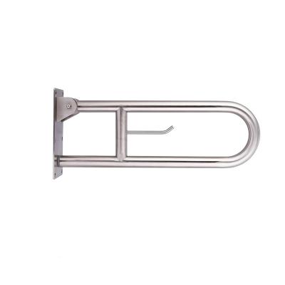 China New style 304stainless steel toilet U-shaped older safety grab bar, grab bar with paper holder steel grab bar for sale