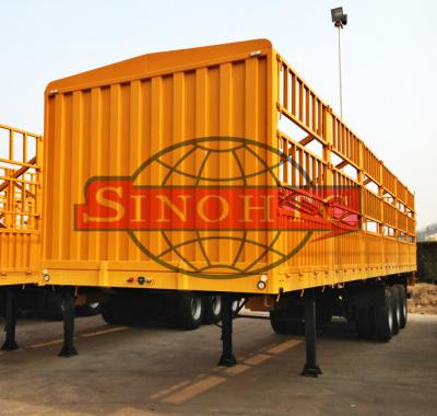 China Tri Axle Container Semi Trailer 50 Tons Bulk Stake Livestock Semi Trailers for sale