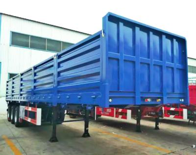 China 60 Tons 3 Axle Flatbed Trailer , High Fence Sidewall Flatbed Container Trailers for sale