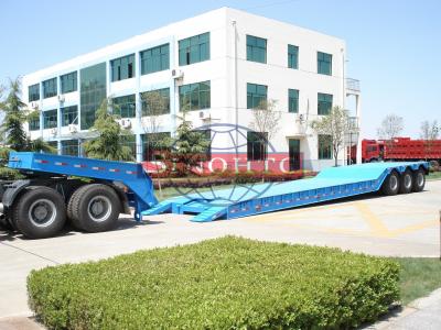 China Tri Axle Front Loading Low Bed Semi Trailer Gooseneck Hydraulic Detachable Type for sale