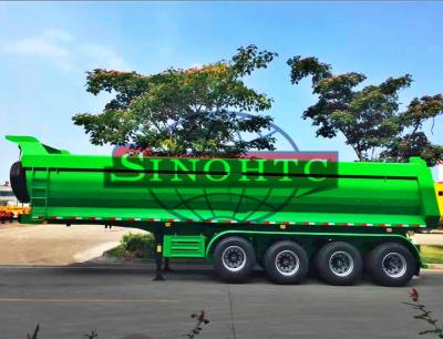 China 60 Tons 4 Axle Dump Trailer , U Shape Heavy Duty Side Dump Trailers ABS Optional for sale