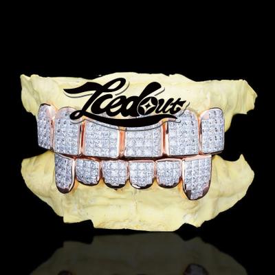 China Hiphop Grillz Custom Made 925 Sterling Silver Invisible Setting Iced Out Princess Cut Moissanite Grillz From VVS for sale